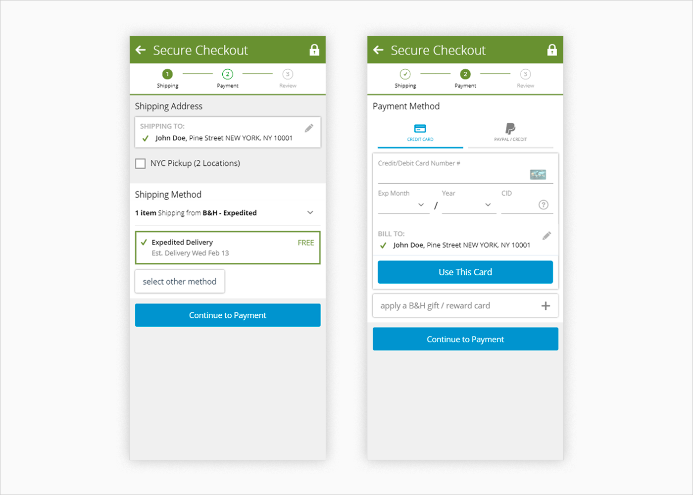 mobile checkout design