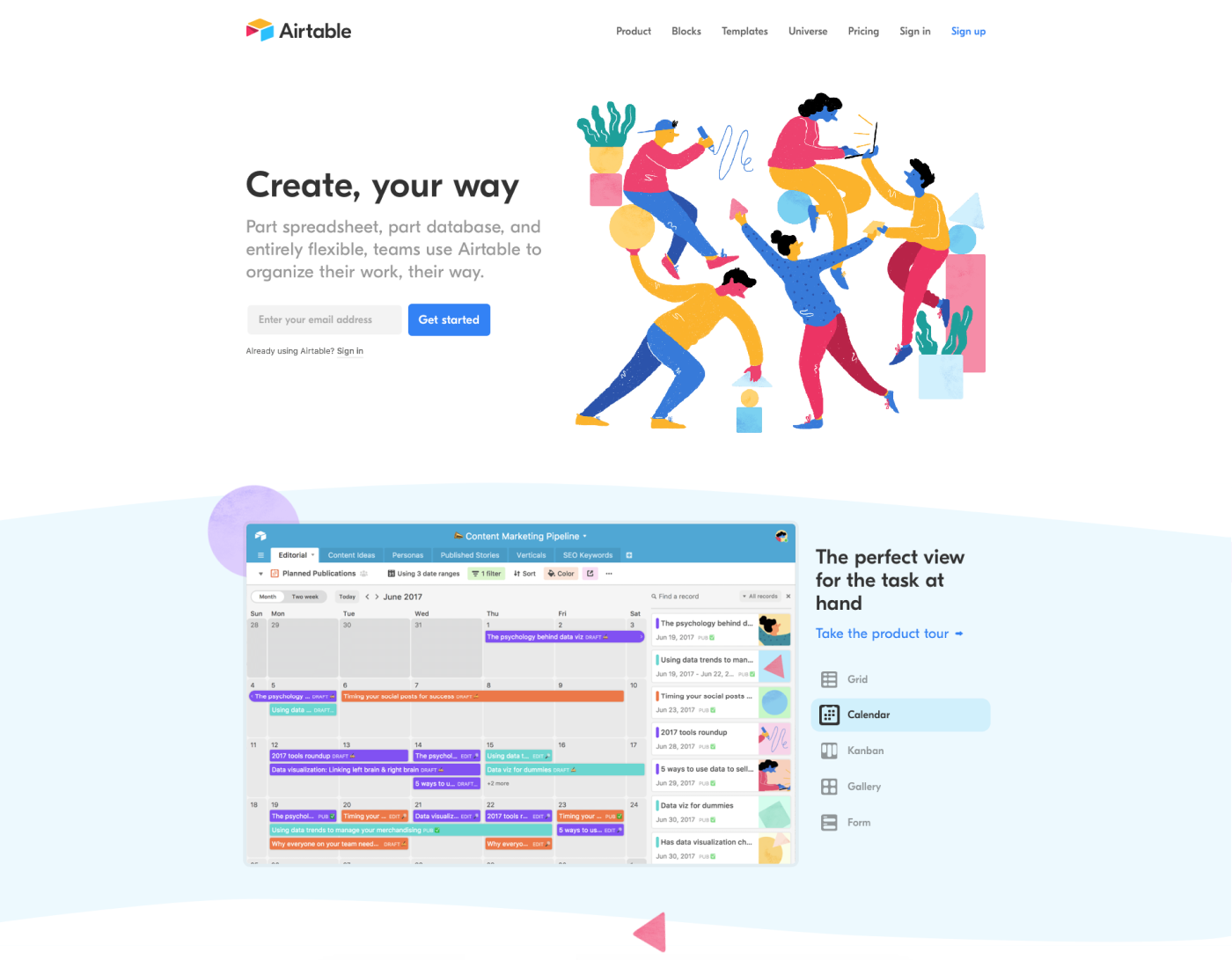 examples landing page
