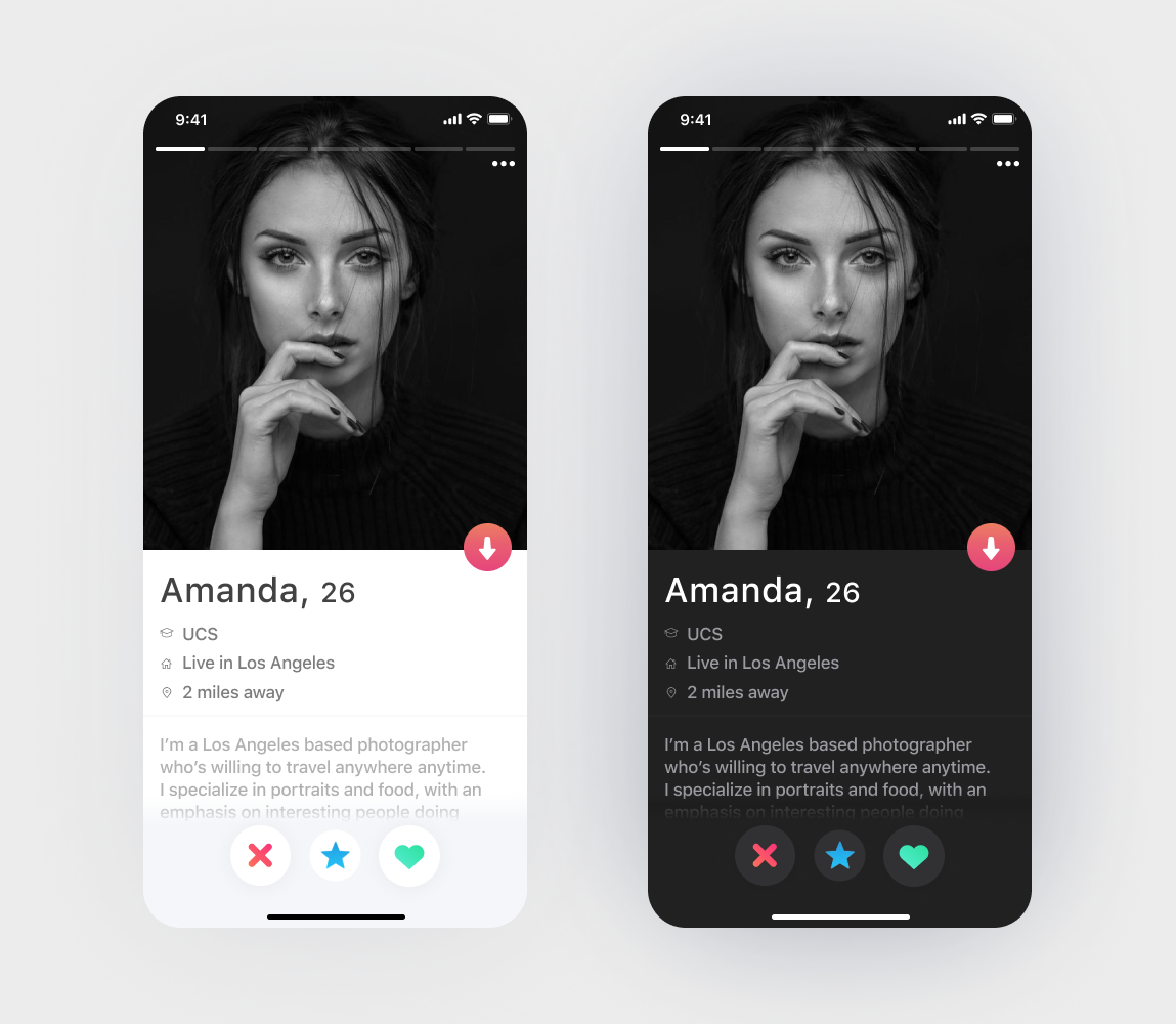 tinder dark theme