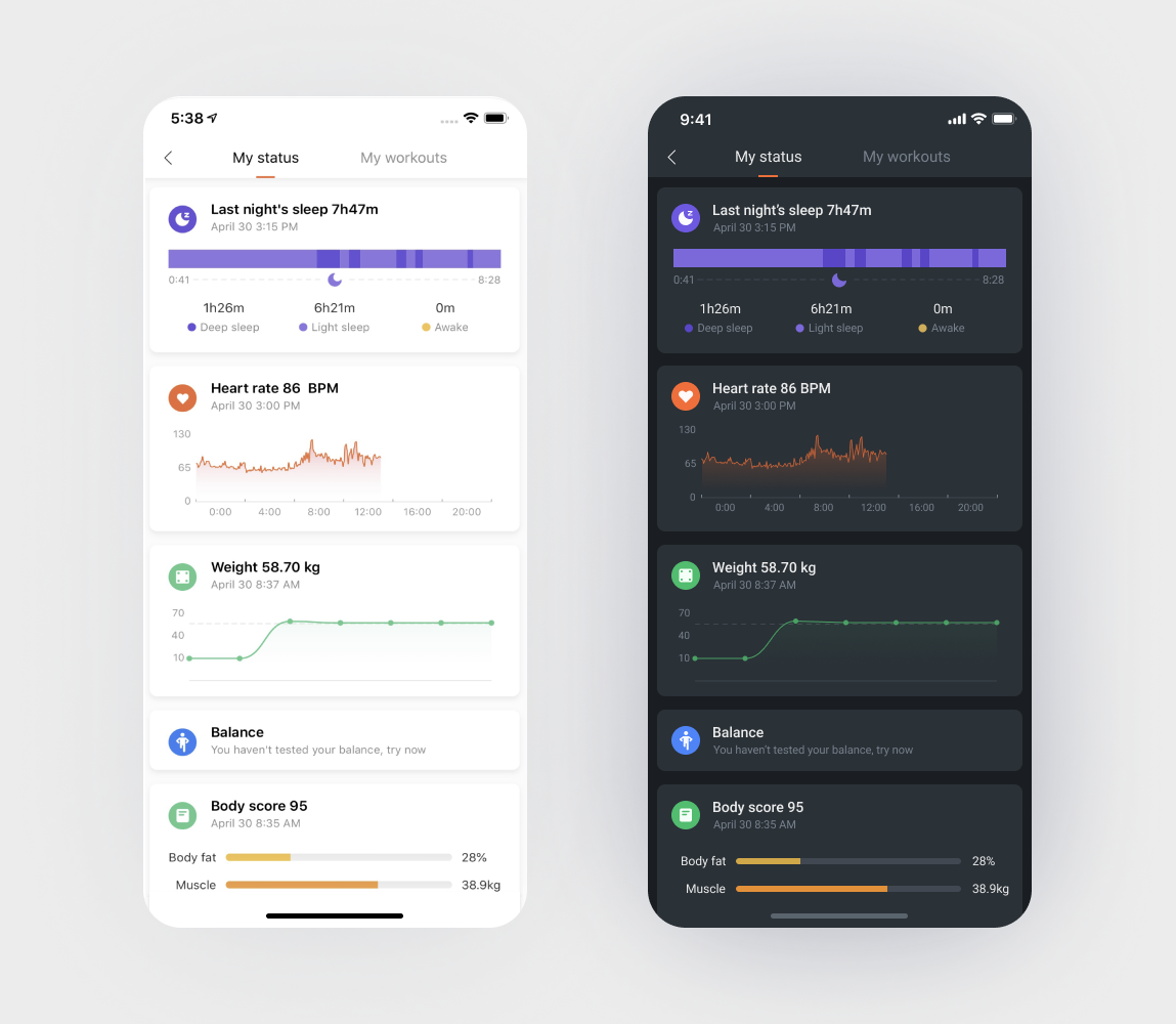 mifit dark theme concept