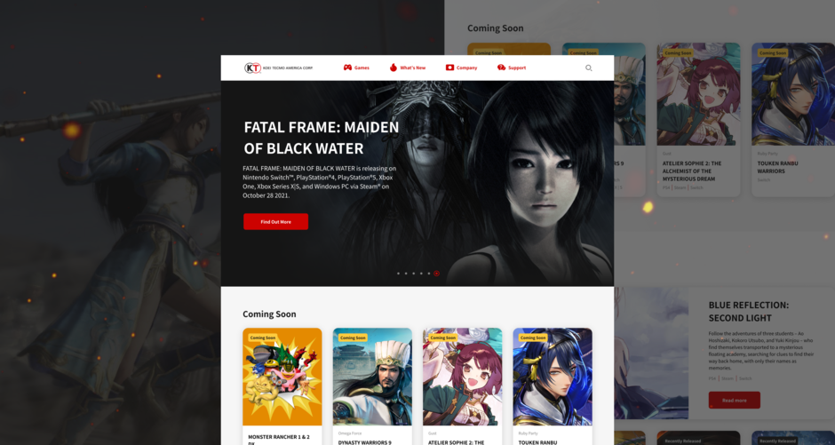 Corporate Gaming Website for KOEI TECMO