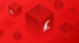 Schematically shown red cubes with Ruby on Rails sign.