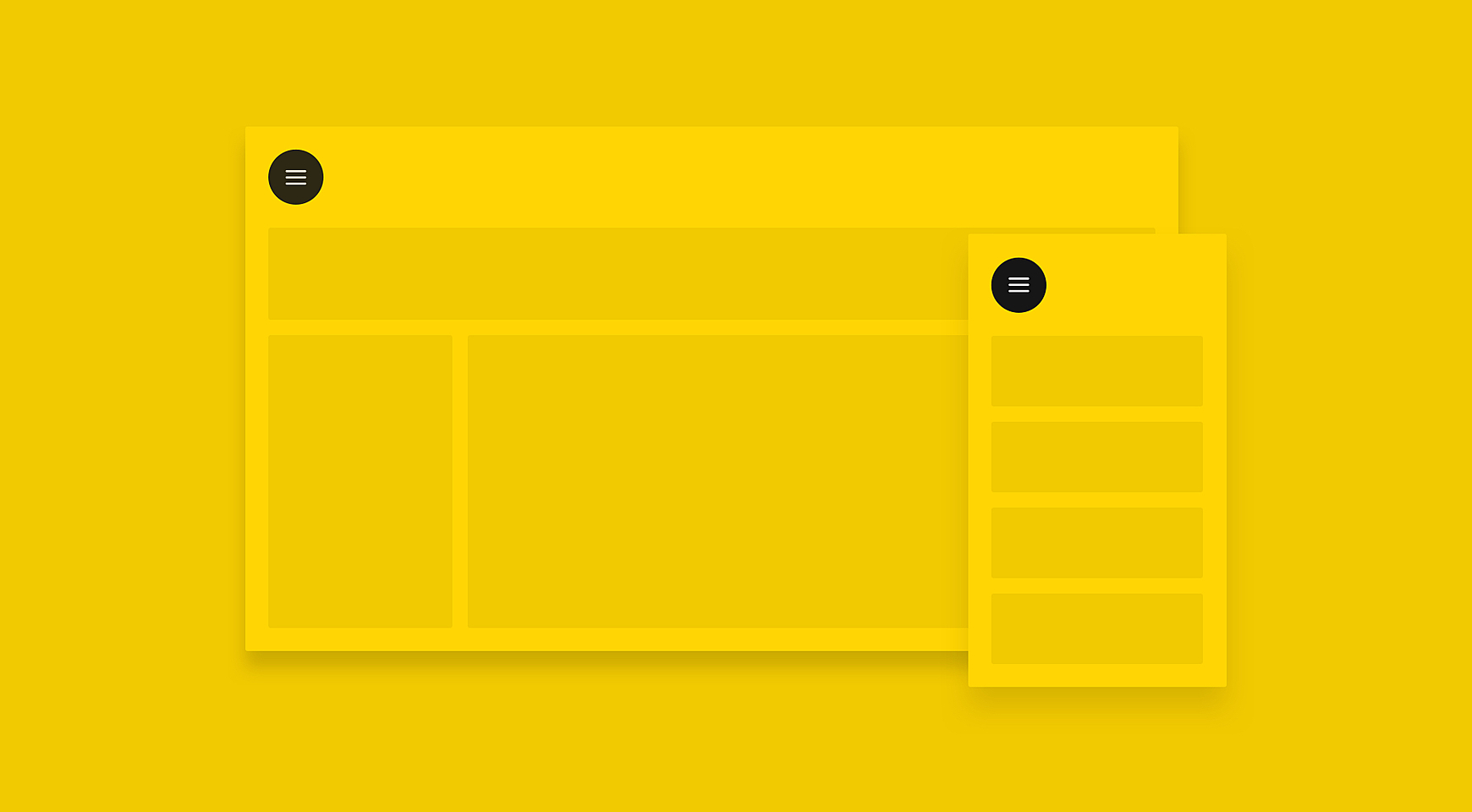 Schematically shown devices with burger icons